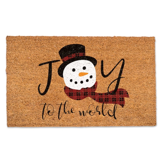 Joy to the World Snowman Doormat